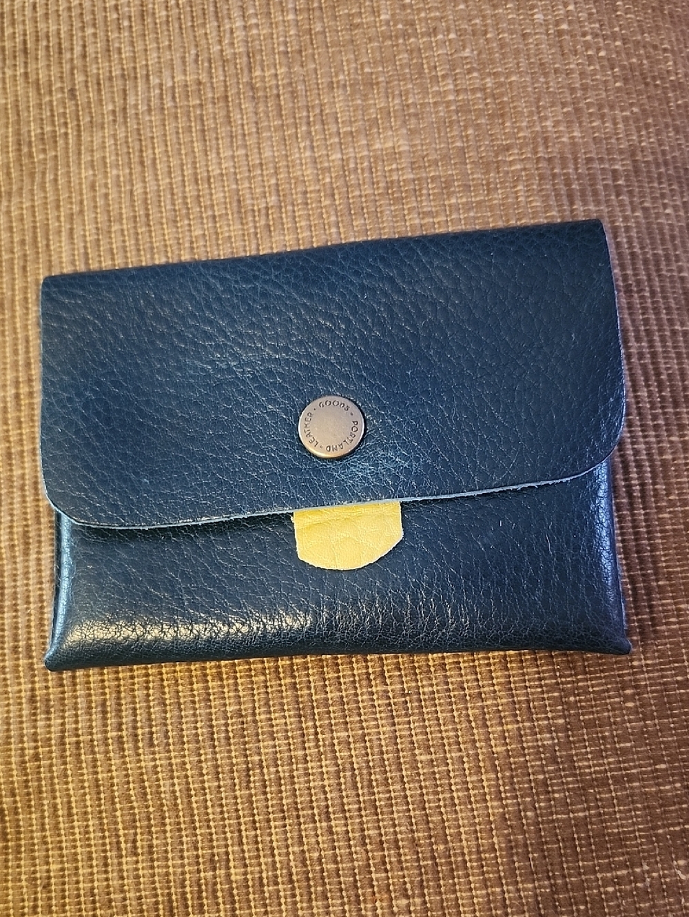 New! Portland Leather Dk. Teal with Lt. Green Accent Leather Euro Wallet.